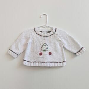 Kissy Kissy White Christmas Tree Sweater 3-6m Baby